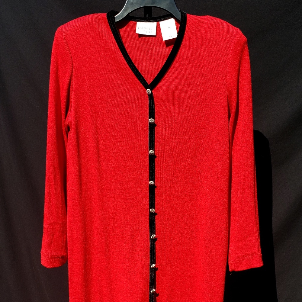 Knit + Velvet Sweater Dress w/ Gold Buttons - PM